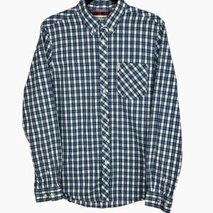 Ben Sherman Blue and White Checkered Dress Shirt